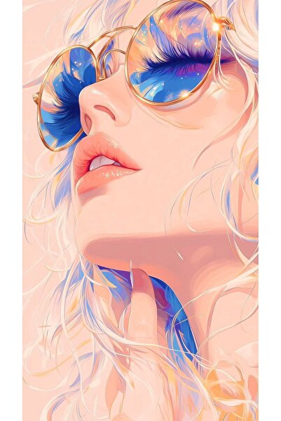 ALAYRA International ملصق فني ملون لوجه امرأة، ديكور جداري منزلي معاصر - 40×6...