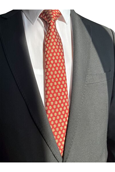 EDİRNE KIRMIZISI Klasik Motifli Jakar Kravat