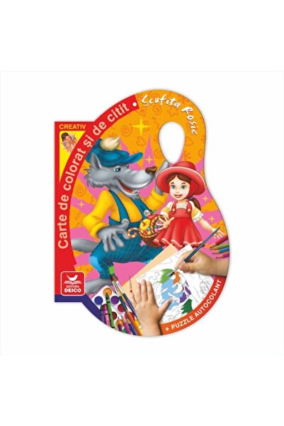 Deico Scufița Roșie - Carte de citit și colorat (Deico) + Puzzle cu stickere