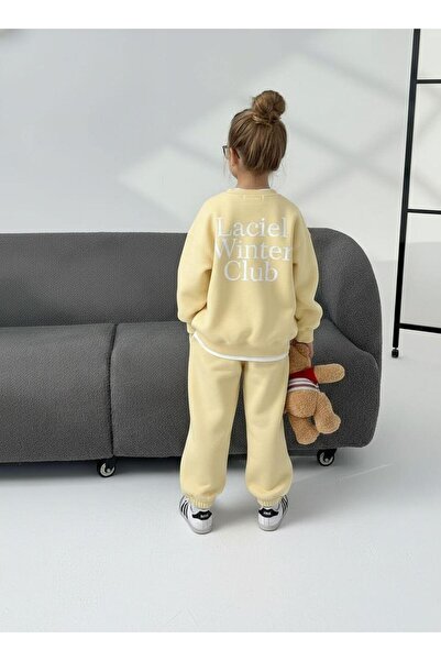 Magu Unisex Kids Cotton Yellow Oversized Printed Tracksuit Set – Sweatshirt & Jogger