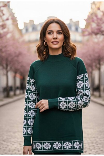 YusGos Women's Arm and Leg Striped Detail Bottoms Top Pants Sweater Knitwear Set