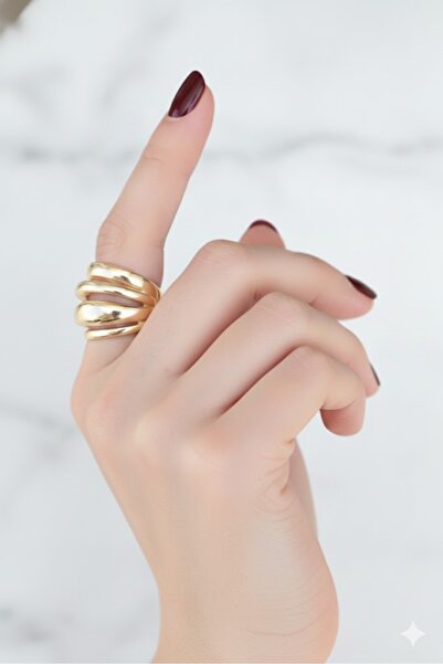 Dorvina خاتم نحاسي مقوس بلون ذهبي قابل للتعديل ومضاد للتلطيخ |   مجوهرات أنيقة ومتينة، إكسسوارات