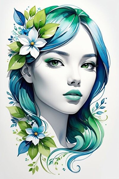 ALAYRA International ملصق فني ملون لوجه امرأة، ديكور جداري منزلي معاصر - 40×6...