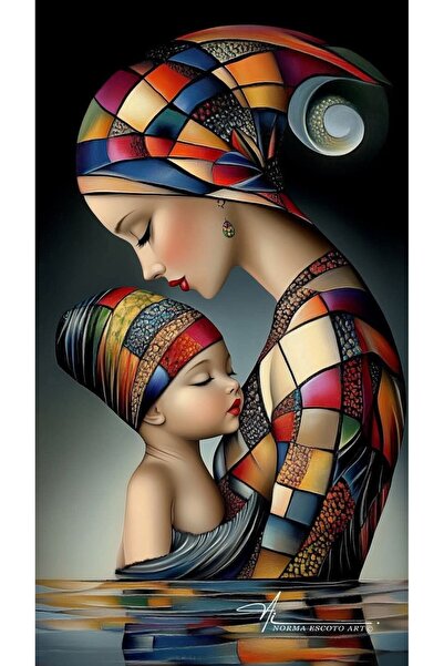 ALAYRA International ملصق فني ملون لوجه امرأة، ديكور جداري منزلي معاصر - 40×6...