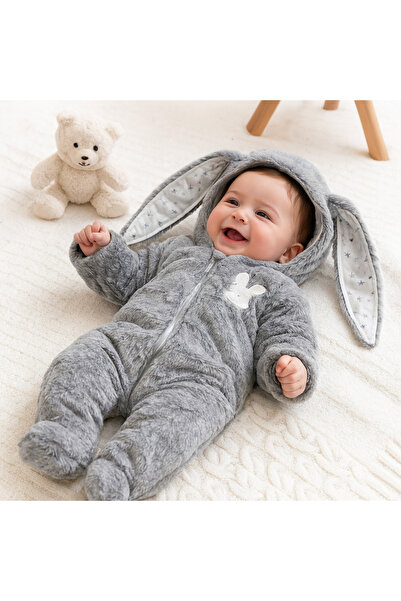 Babydola Sevimli Tavşan Kulaklı Pamuk Astarlı Welsoft Astronot Kozmonot Tulum