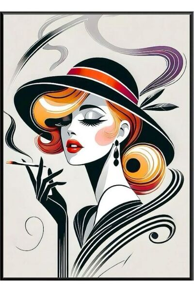 ALAYRA International ملصق فني ملون لوجه امرأة، ديكور جداري منزلي معاصر - 40×6...