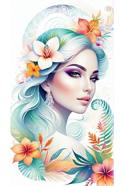 ALAYRA International ملصق فني ملون لوجه امرأة، ديكور جداري منزلي معاصر - 40×6...