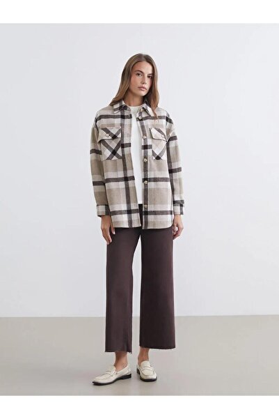 LC Waikiki Καρό oversized Γυναικείο πουκάμισο (W5)