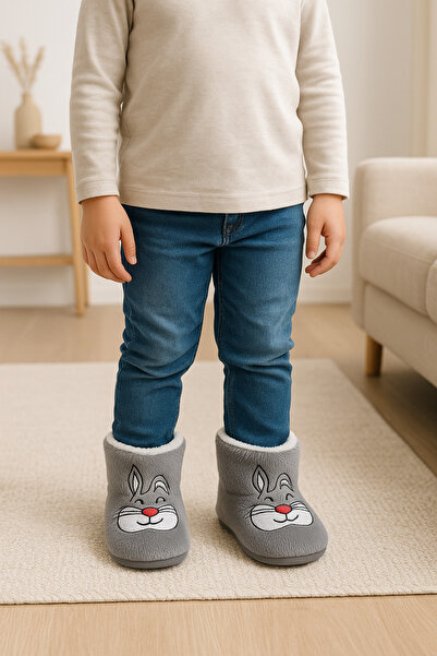 Vivolas Boys & Girls Rabbit Patterned Soft Plush Home Boots - Slippers – Non-Slip Sole