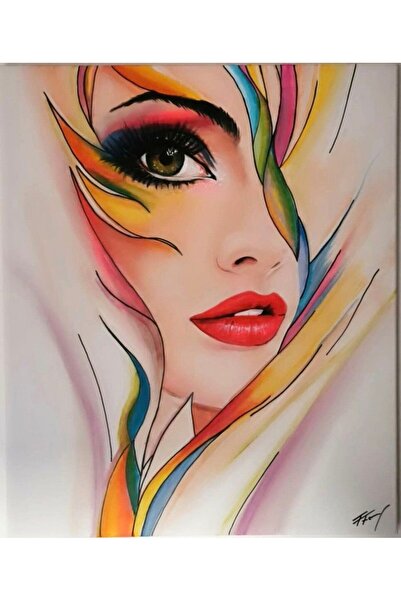 ALAYRA International ملصق فني ملون لوجه امرأة، ديكور جداري منزلي معاصر - 40×6...