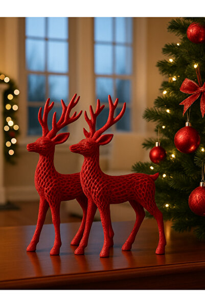 Heners 2 Pieces Christmas Deer Figure Deer Ornament - 15cm - Plastic
