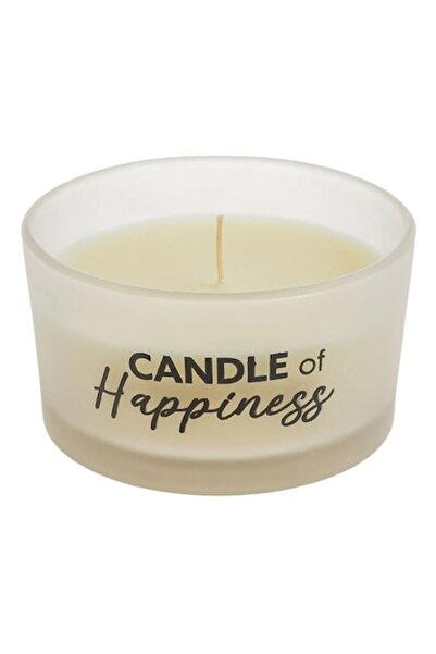 OEM Ecru Scented Candle with Round Glass "Candle of Happiness" Ø9x5cm