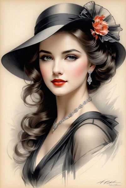 ALAYRA International ملصق فني ملون لوجه امرأة، ديكور جداري منزلي معاصر - 40×6...