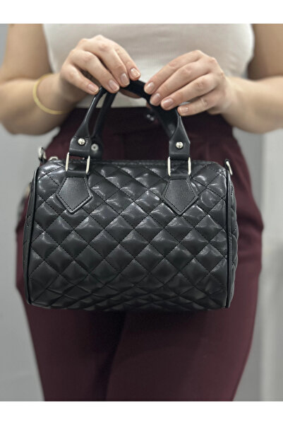 ZENGEZUR MALL Lvsqvr Capless Quilted Black Leather Bag (232442) (Size: Standard)