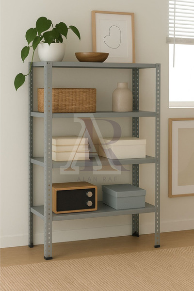 ALANRAF Çelik Raf 4 Katlı 43x75x200 Dekoratif Raf Sistemleri, Depo rafı, Arşiv rafı, Kiler rafı