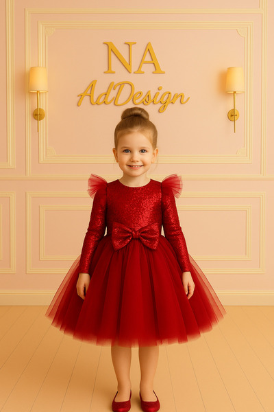 NA ADDESIGN New Year's Special Sequin Puffy Dress – New Year's Princess Model (Red / Black / Green)
