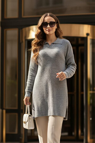 Neva Style material reiat Pulover tricot gri Tunica 65903GR2