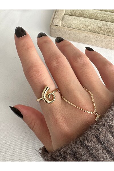 ringbox Gold Spiral Tail Steel Ring