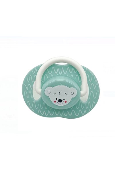 OEM Light Green Silicone Pacifier with Bear Pattern and White Handle - 0-6 Months