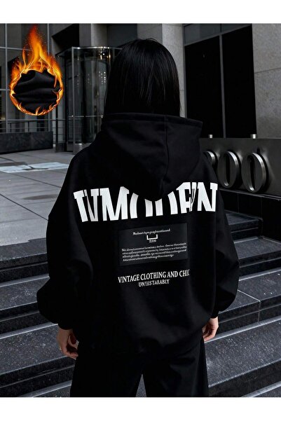 EYAX MODA Hanorac unisex supradimensionat cu imprimeu INMODERN