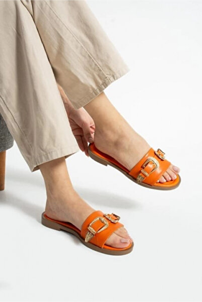 ZENGEZUR MALL Nrzsnt Sene Orange Skin Slippers (233424) (Size: 37)