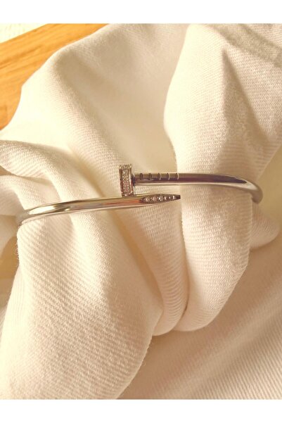 Melanj Craft Çivili Çelik Kelepçe Bileklik - Silver