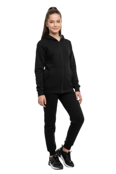 BAGLAN Set de trening pentru fete cu cu glugă fermoare, cu 3 fire, BGL-ST05052