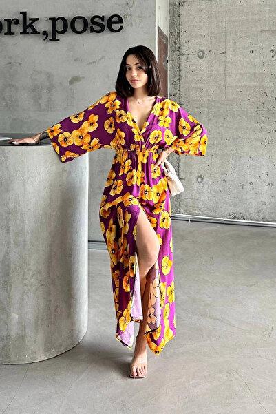 ZENGEZUR MALL Nrzsnt Floral Printed Dress Yellow (231841) (Size: S)