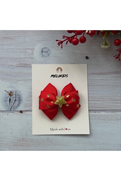 MeloKids دبوس رأس لرأس السنة، شريط مزين بنجمة حمراء لرأس السنة