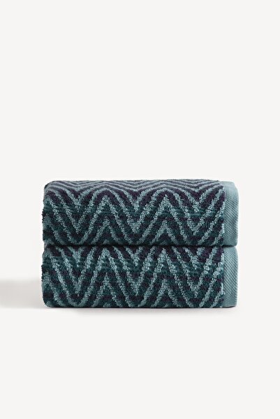 Cherx Set de 2 prosoape de mână vopsite cu fire Zyon, Petrol 50x90