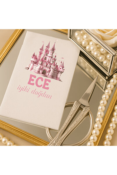 Lion Baskı ve Organizasyon Kişiye Özel Pembe Şato Doğum Günü Peçetesi