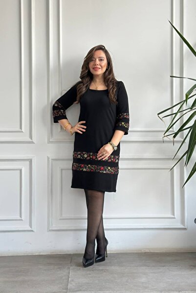 Yağmur Butik Etek Ve Kol Pazen Detaylı Pamuk Elbise