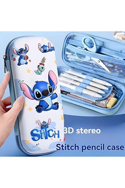 kardelen kırtasiye Stitch 3D Embossed Durable Pencil Case Large Capacity Pen Holder Stitch