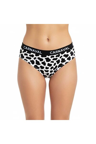 CANMODA Black and White Leopard Patterned Colorful Premium Women's Brazilian Panties 95% Cotton 5% Elastane