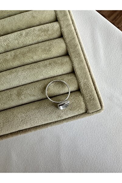 ringbox Silver Color Square Pearlescent Steel Ring