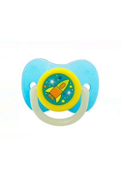 OEM Silicone Pacifier Glow in The Dark Blue Yellow Space Ship