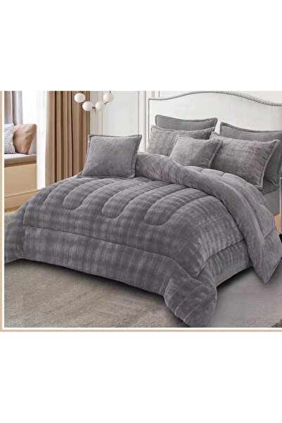 alzawia 4-piece single winter bedding set with soft velvet filling and double-sided plain faux fur. Velvet material. Duvet size 220*170