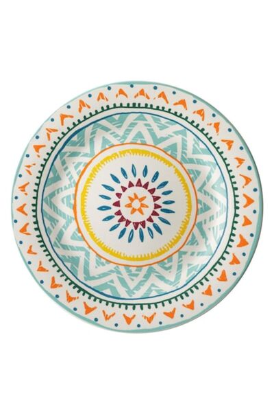 OEM Πορτοκαλί πορσελάνινο πιάτο με μπλε μοτίβα 19 εκ.