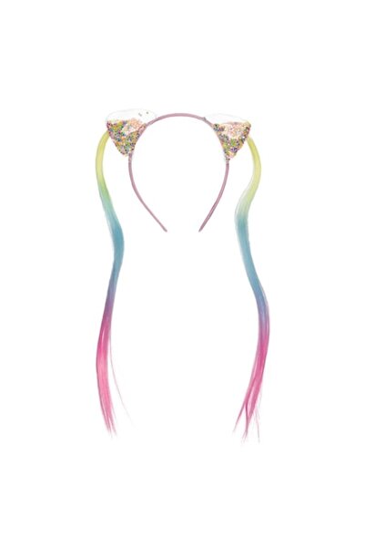 OEM Coroană de păr pentru urechi curcubeu cu șuviță de 36 cm