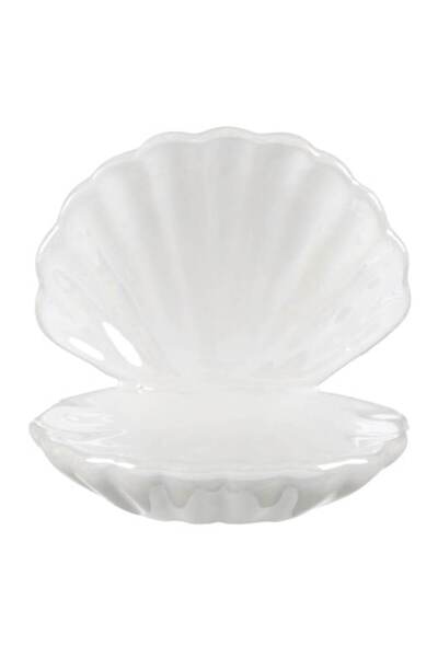 OEM Iridescent white ceramic shell jewelry organizer box 11x9x11 cm