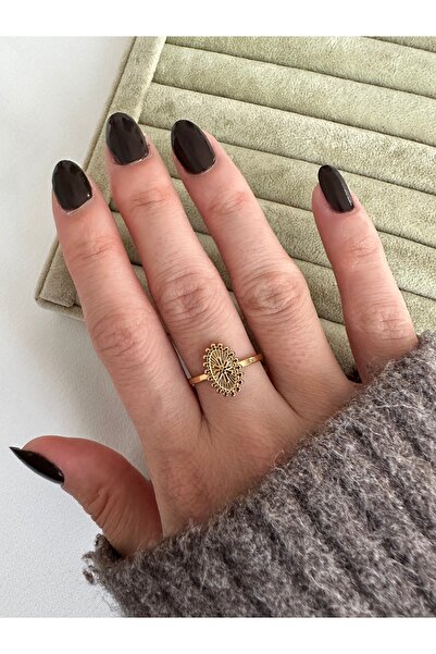 ringbox Gold Oval Shaped Steel Ring