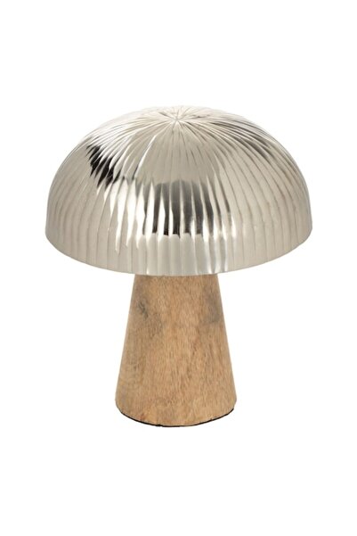 OEM Ασημένια και καφέ ξύλινη διακόσμηση τραπεζιού σε σχήμα μανιταριού Ø12,5x1...