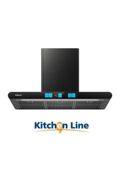 Kitchen Line شفاط مطبخ 90 سم، زجاج أمامي أسود، 1380 متر مكعب/ساعة، مستشعر اللمس والحركة