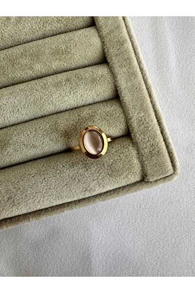 ringbox Gold Oval Pearlescent Steel Ring