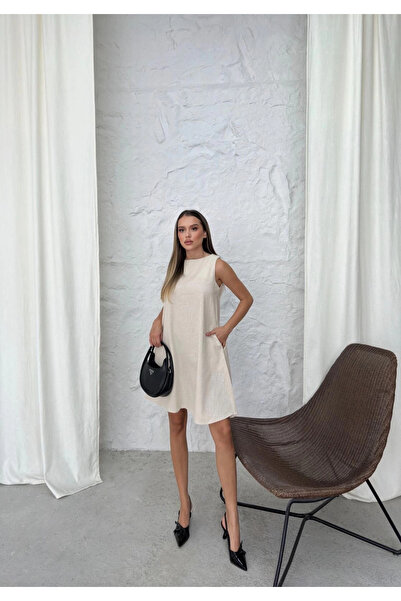 ZENGEZUR MALL Nrzsnt Bell Short Dress Beige (02656) (Size: S)