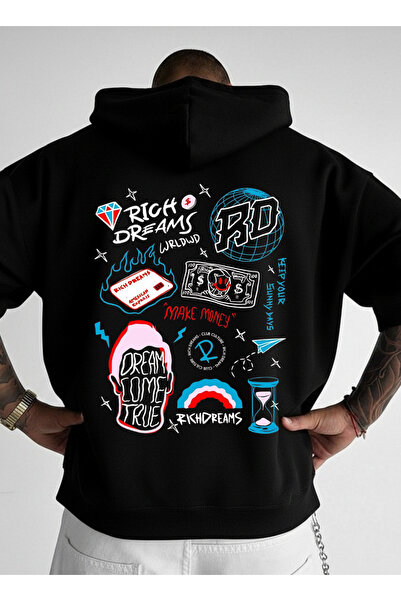 LORVEX Swea tricou Hanorac oversize unisex 100% bumbac cu imprimeu RICH DREAMS