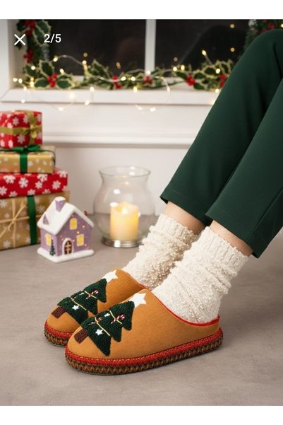 Auris Quality Christmas Tree Gondola House Slippers New Year Slippers