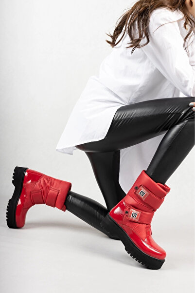 ZENGEZUR MALL Nrzsnt Miah Red Patent Leather Snow Boots (02238) (Size: 40)