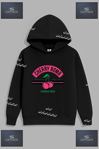 SS SİNSER Φούτερ Unisex με στάμπα  "KIRAZ CHERRY BOMB WRITTEN "