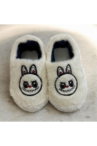 Şekerkids Boy's Furry Plush Fluffy Figured Non-Slip Sole Nursery Home School Slippers